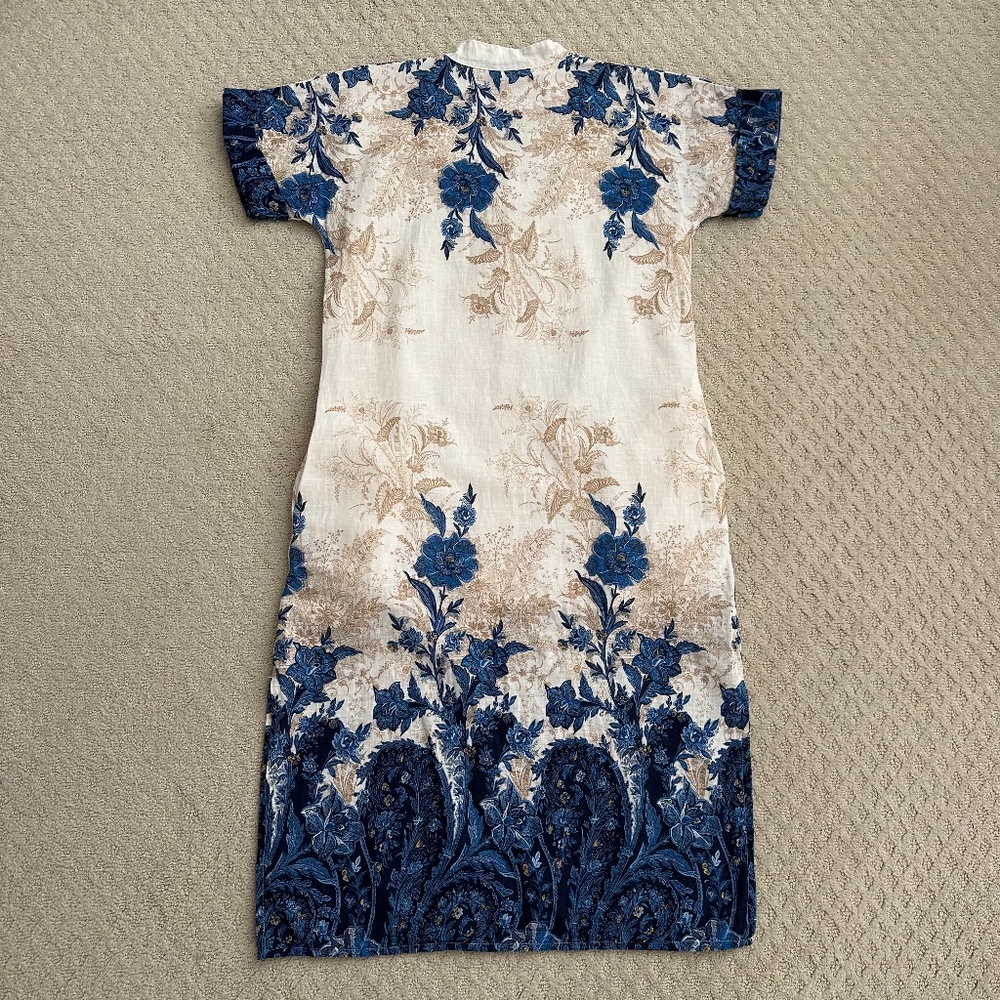 Francesca Bettini Linen Blend Floral Shift Dress Small Summer Vacation Casual - Picture 10 of 15